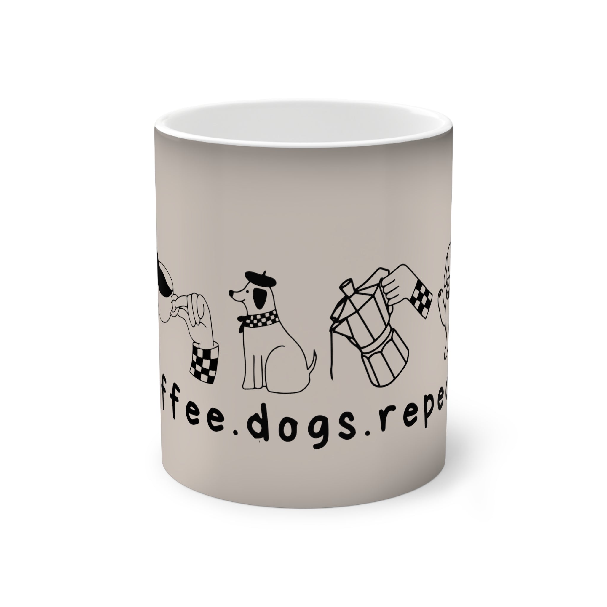 coffee. dogs. repeat. - Farbwechsel-Tasse