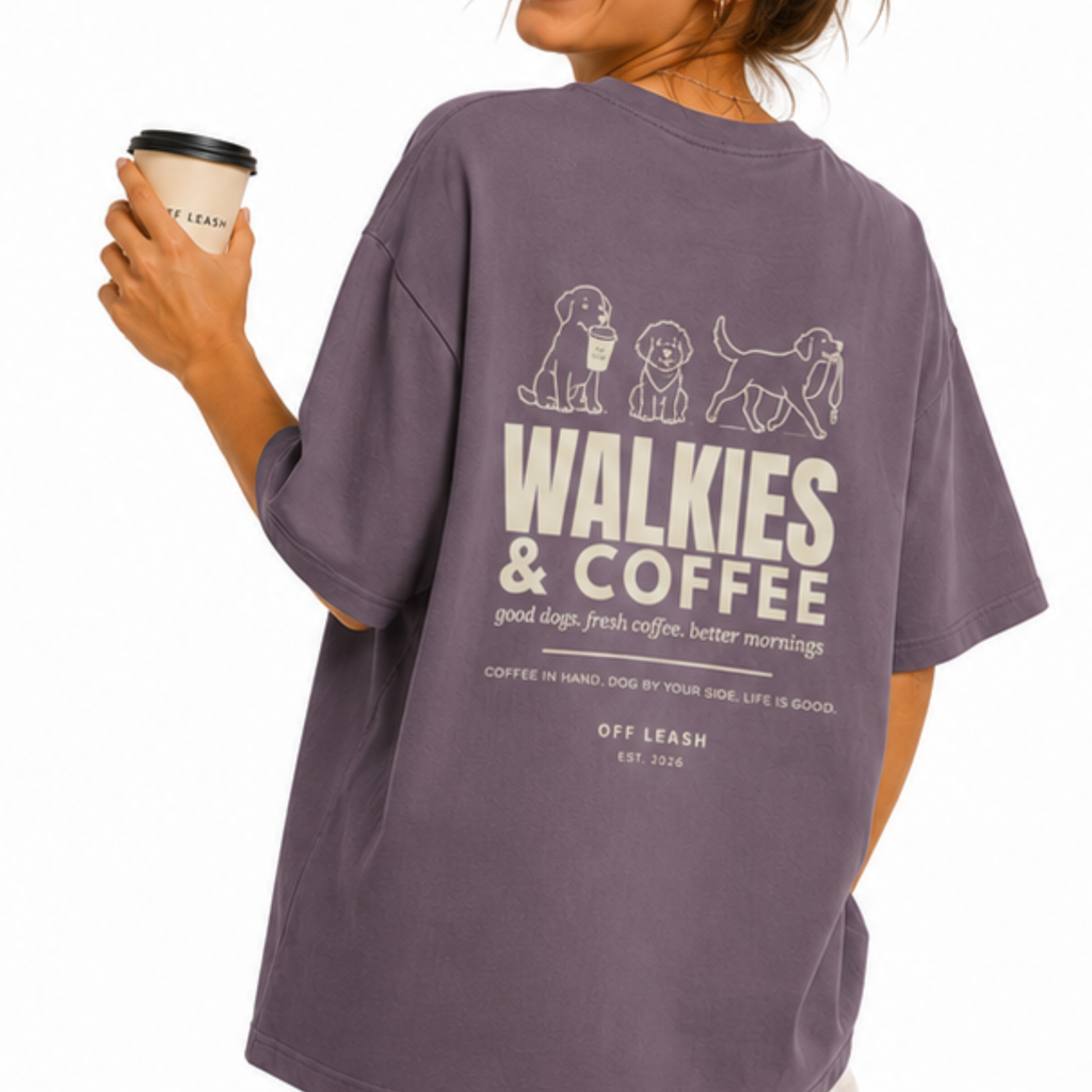 Walkies & Coffee Oversized T-Shirt OFFLEASH, 100% Baumwolle