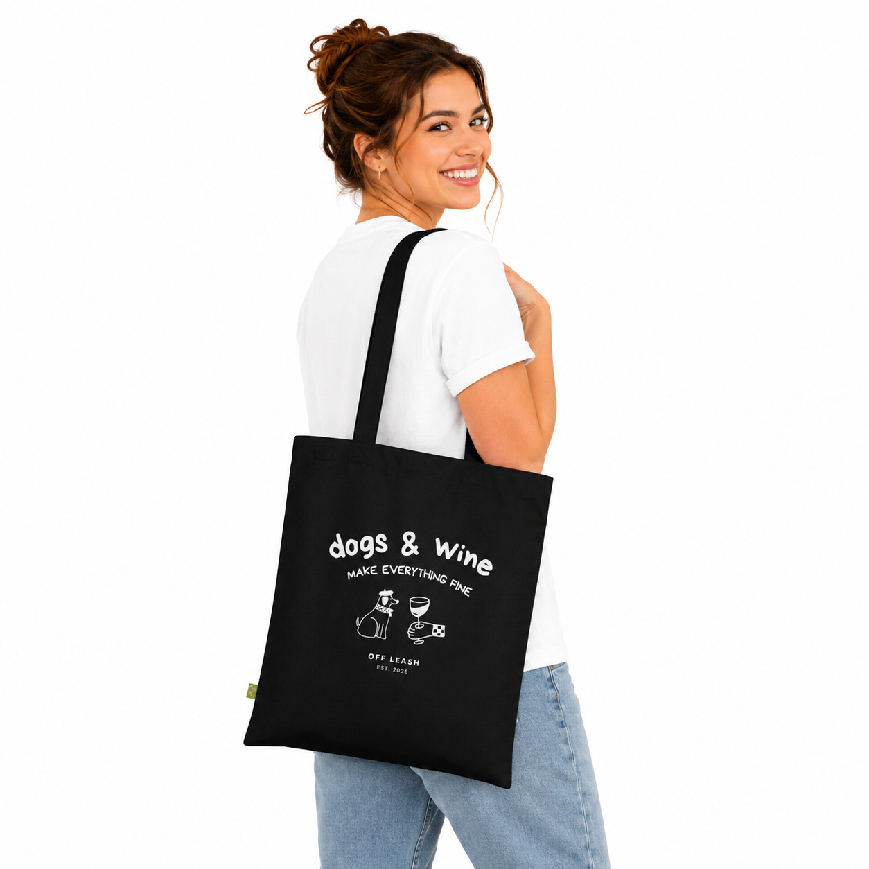 Dogs & Wine Stofftasche, OFFLEASH, 100% Baumwolle