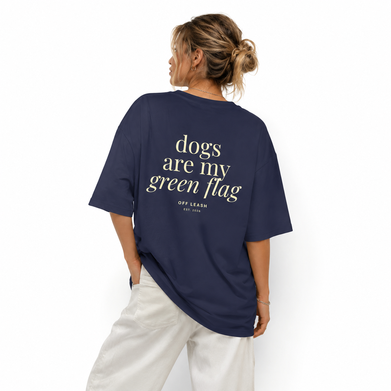 Dogs Are My Green Flag Oversized T-Shirt, 100% Baumwolle