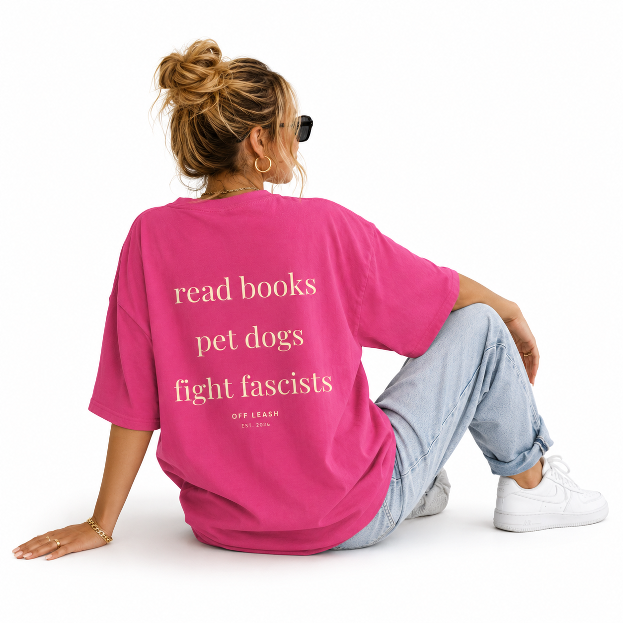 Read Books. Pet Dogs. Fight Fascists, Unisex T-Shirt 100% Baumwolle