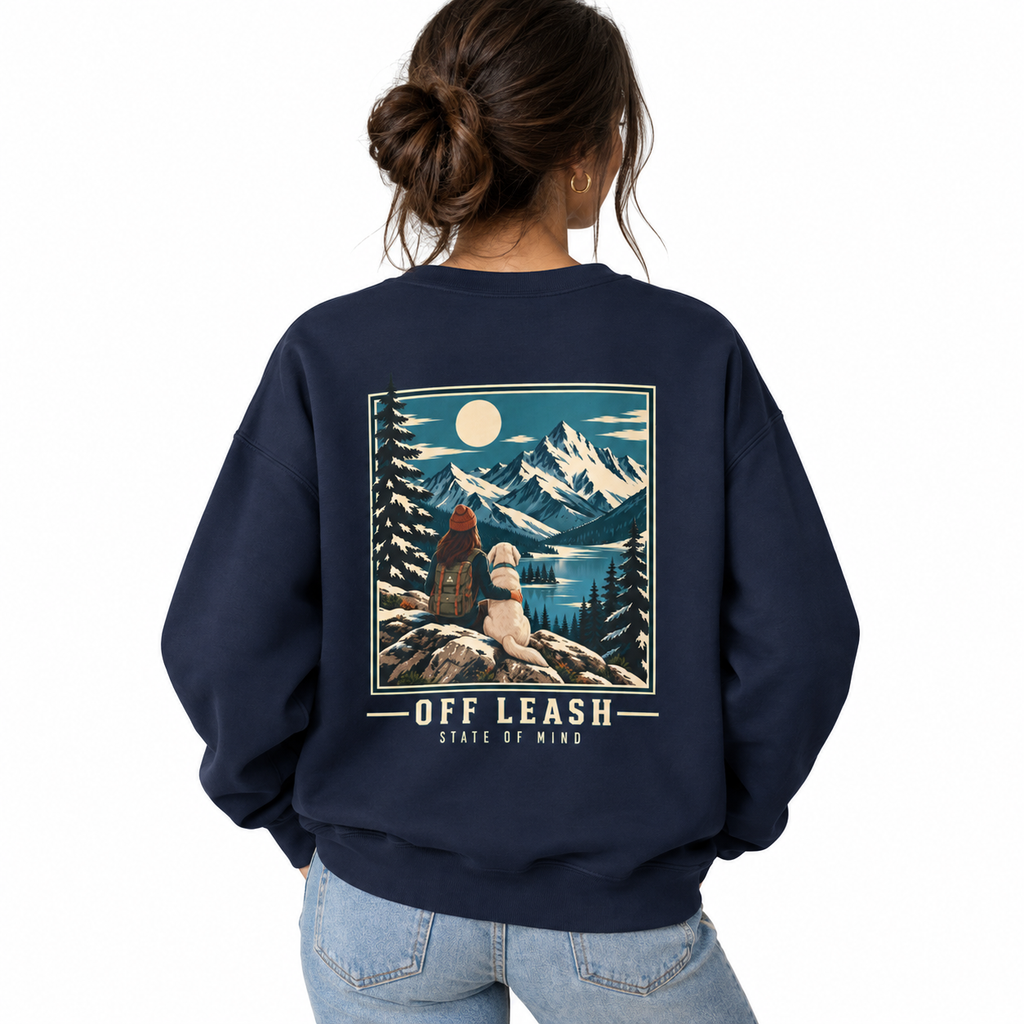 Personalisierter Pullover OFF LEASH State of Mind mit Vintage Backprint
