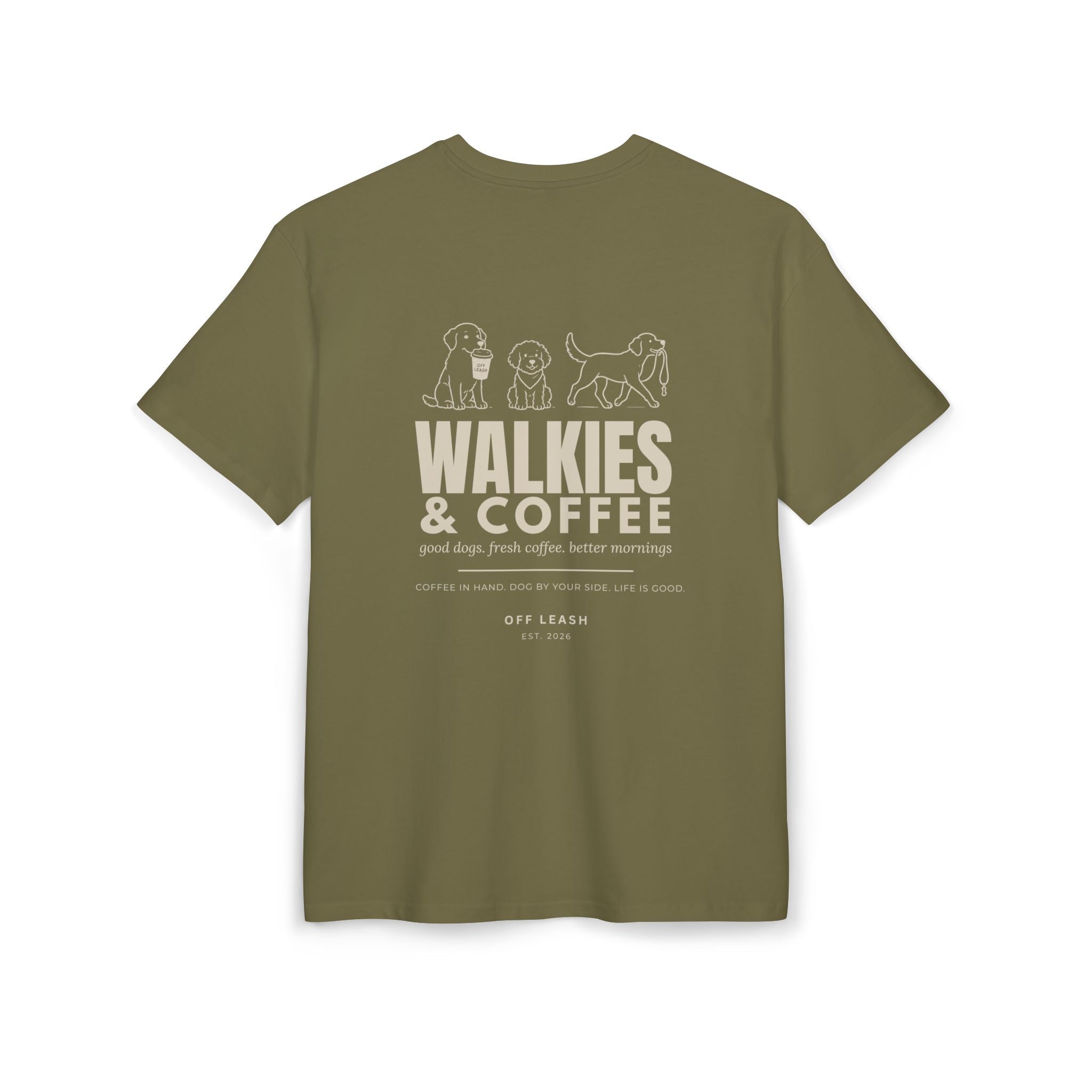 Walkies & Coffee Oversized T-Shirt OFFLEASH, 100% Baumwolle
