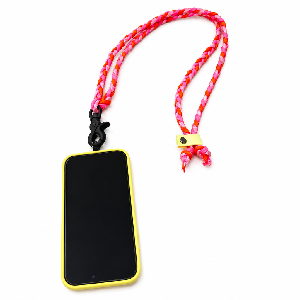 Handykette "Neon Summer" aus Paracord, pink-orange
