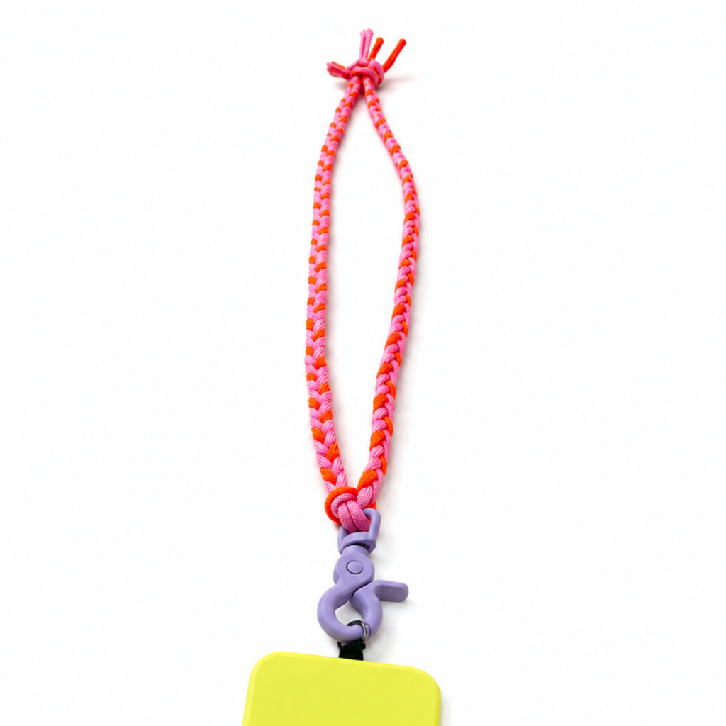 Handykette "Flieder Summer" aus Paracord, flieder-orange