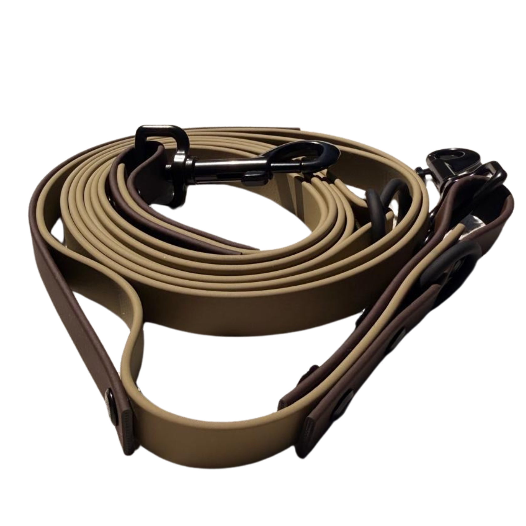 4-in-1 Biothane Leine beige/dunkelbraun