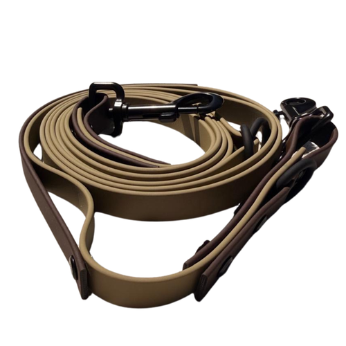 4-in-1 Biothane Leine beige/dunkelbraun