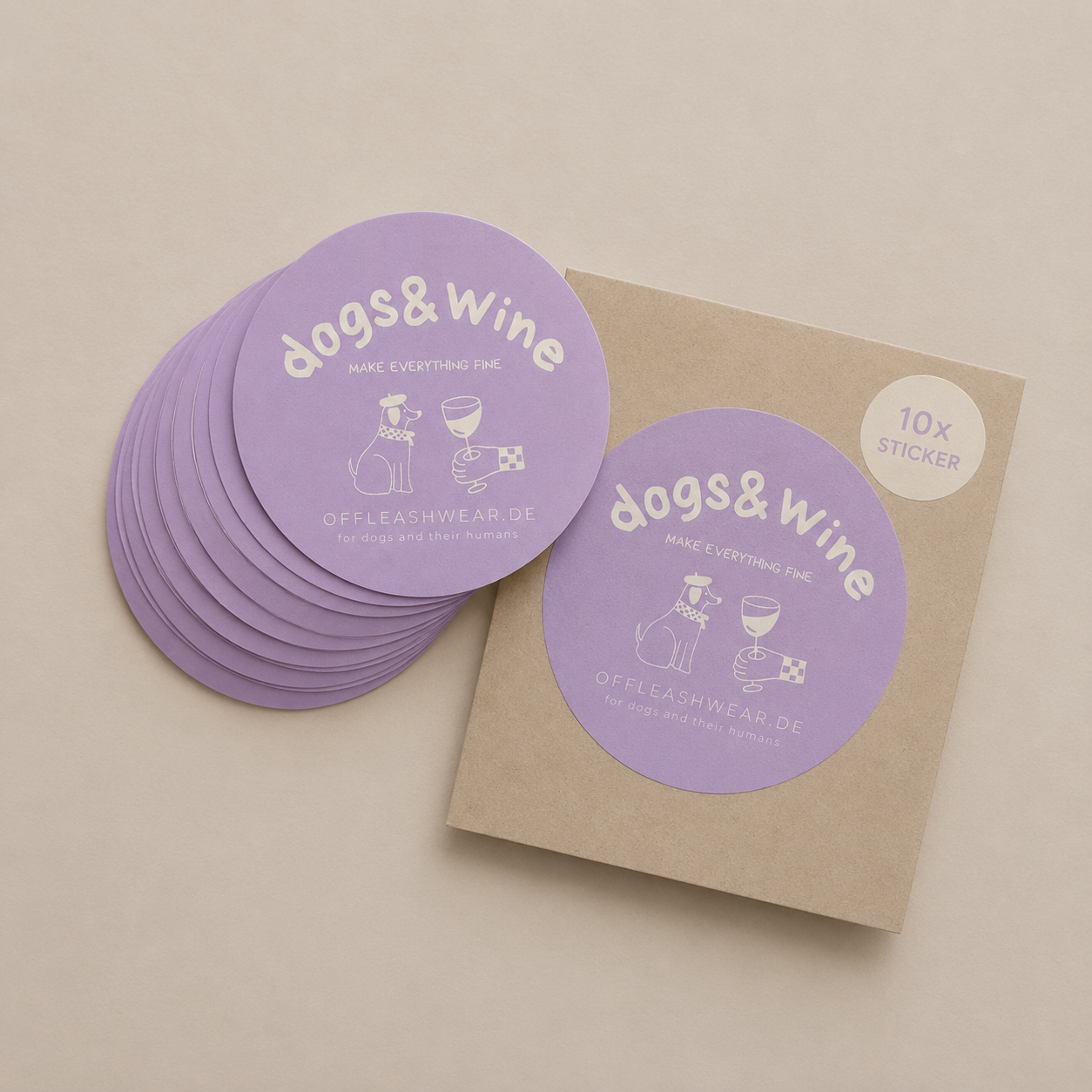 Sticker "dogs & wine" 10 Stück