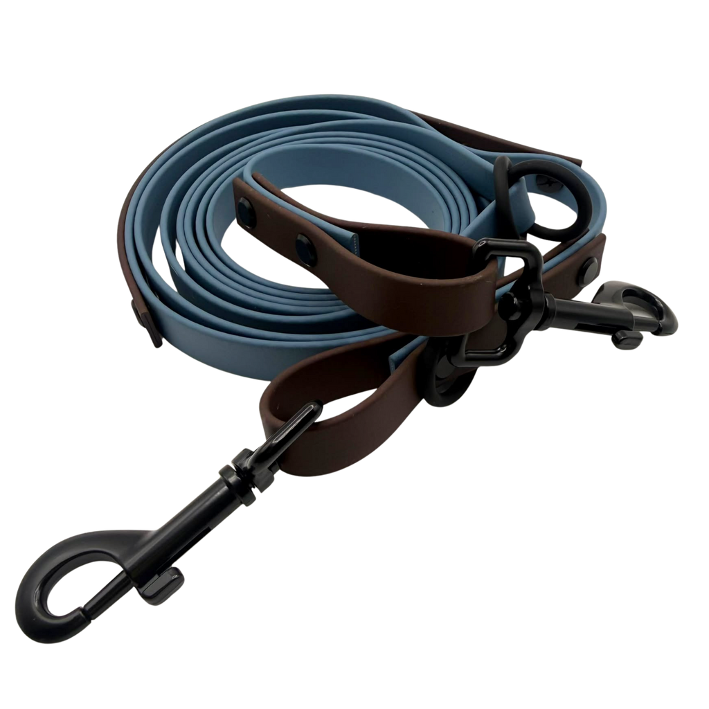 4-in-1 Biothane Leine Petrol/Dunkelbraun