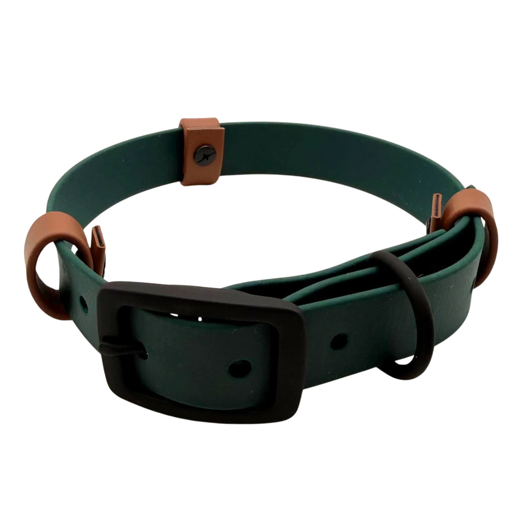 Biothane Halsband Dunkelgrün/Hellbraun