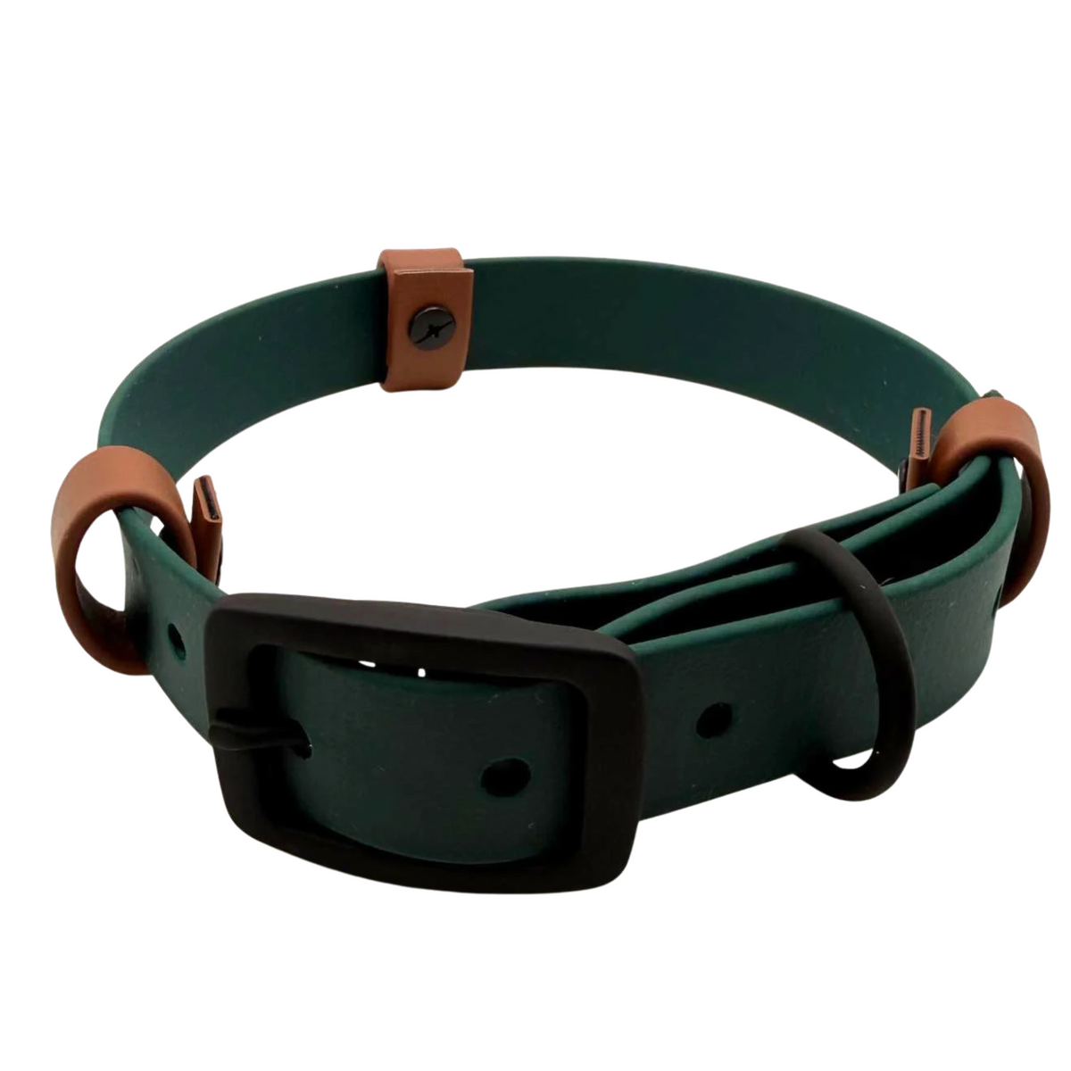 Biothane Halsband Dunkelgrün/Hellbraun