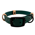 Biothane Halsband Dunkelgrün/Powder Tan