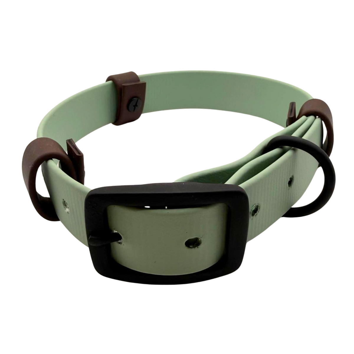 Biothane Halsband Sage Grün/Dunkelbraun