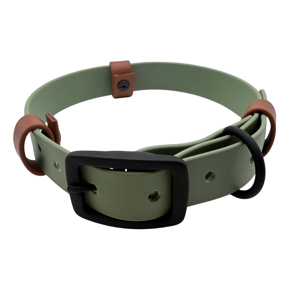Biothane Halsband Foggy Grün/Hellbraun