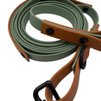 4-in-1 Biothane Leine Foggy Grün/Hellbraun