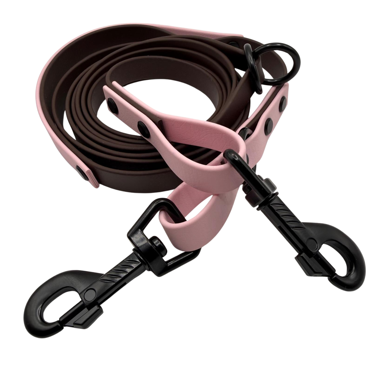 4-in-1 Biothane Leine Dunkelbraun/Rose