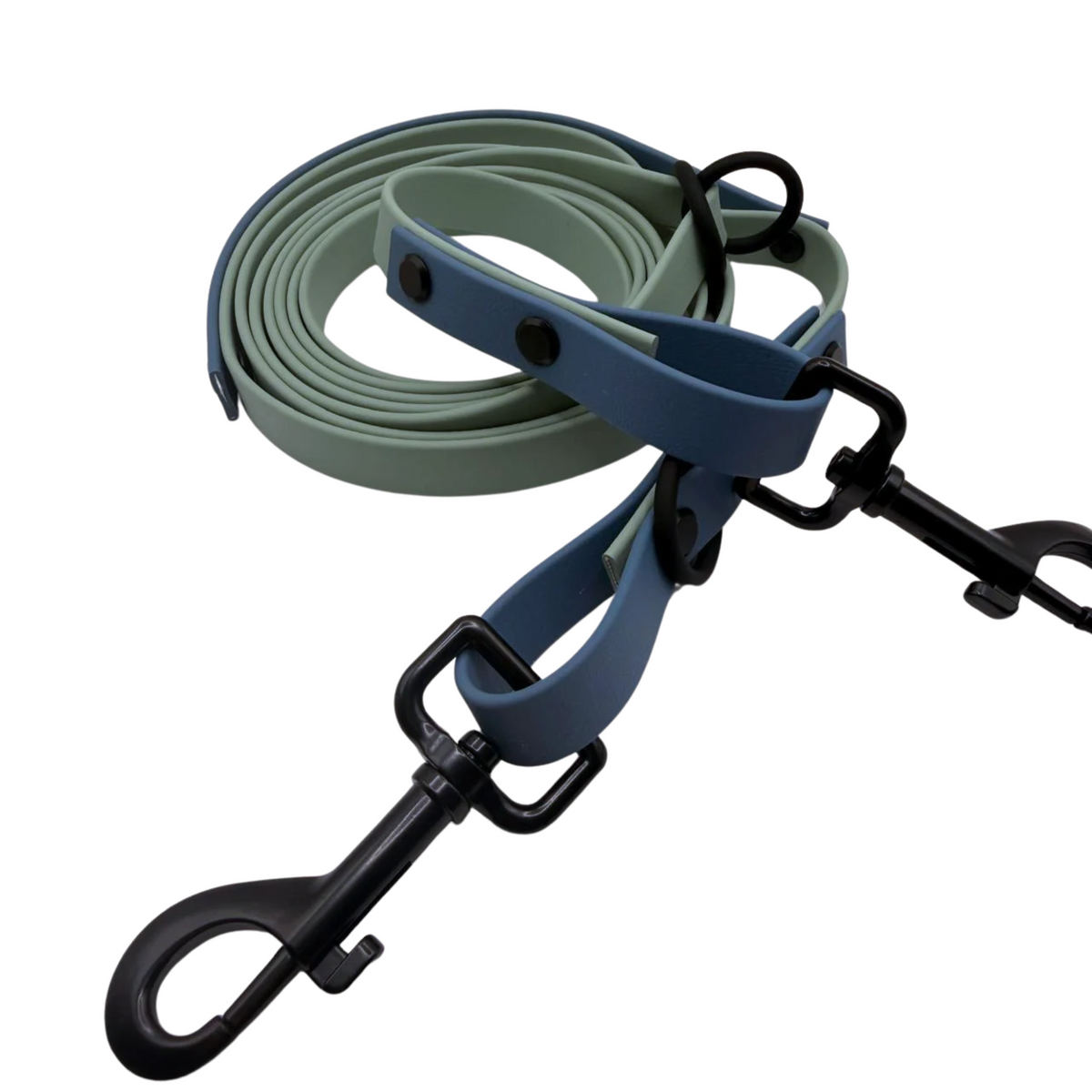 4-in-1 Biothane Leine sage grün/petrol blau