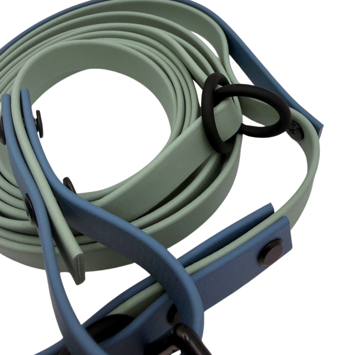 4-in-1 Biothane Leine sage grün/petrol blau