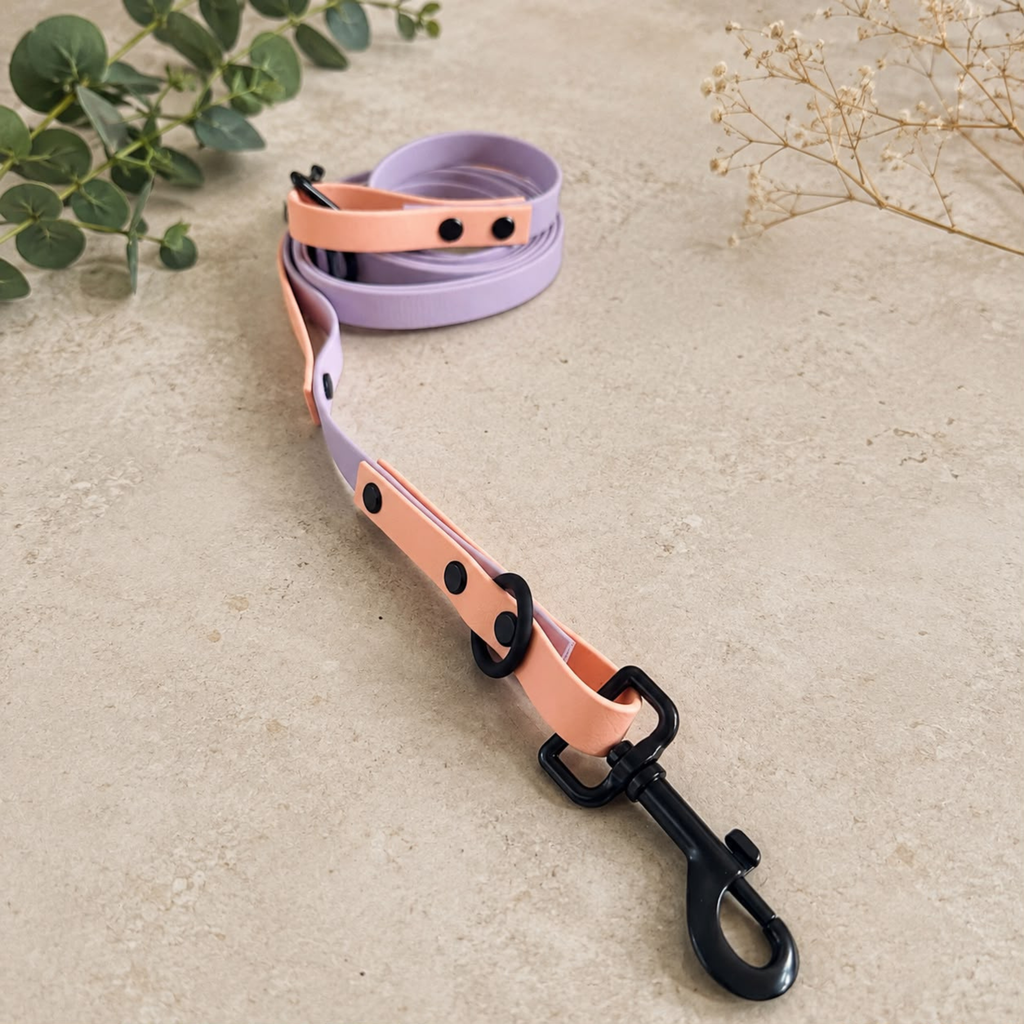 4-in-1 Biothane Leine flieder/peach